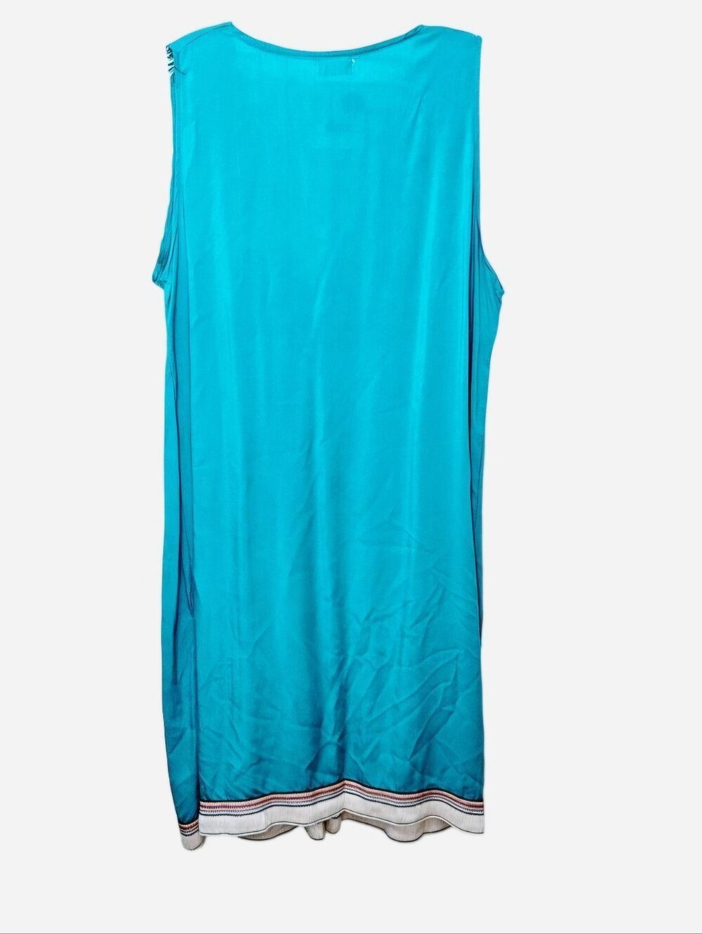 Desheng Sleeveless Summer Kimono Teal with Multicolor Tassels Women's S/M NEW - Picture 6 of 9